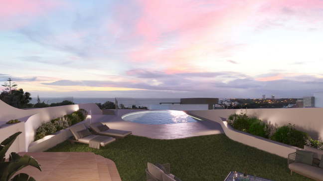 Magico, exclusivo y moderno complejo con vistas al mar y piscina privada en Marbella